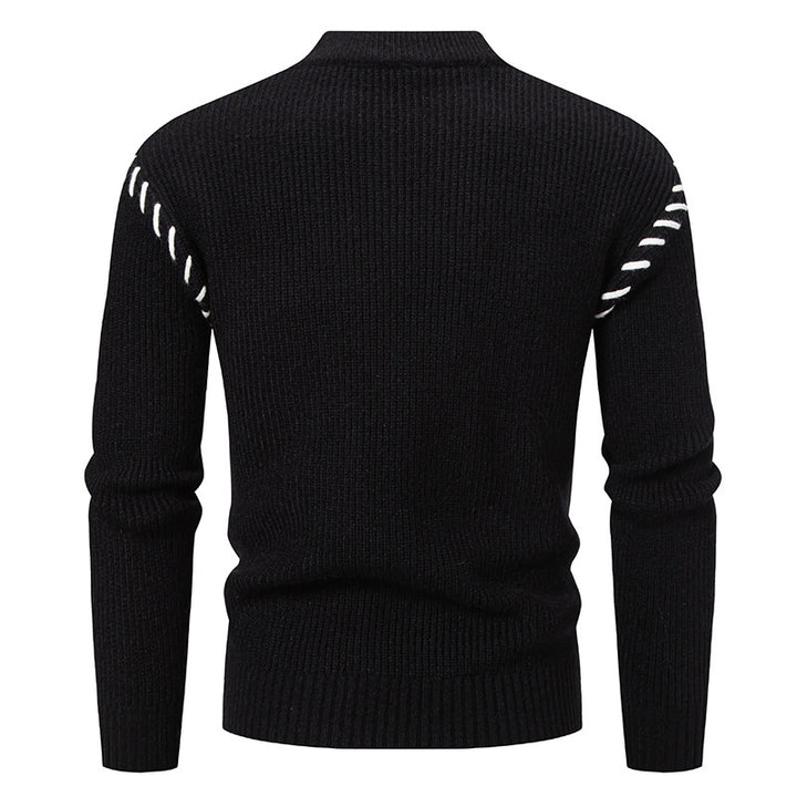 Men's fashionable knit sweater with high collar and unique cable design Lisslune