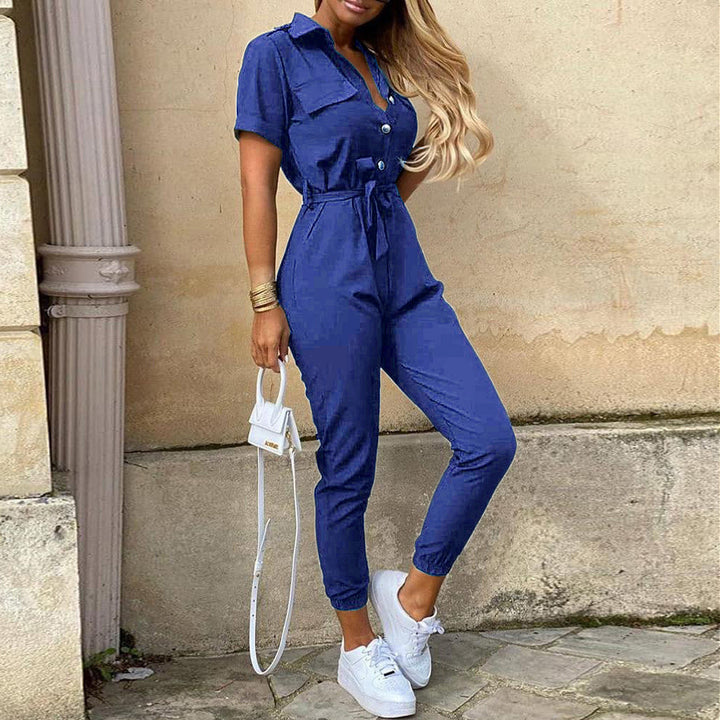 Damen eleganter Jumpsuit mit tailliertem Schnitt und praktischen Taschen Lisslune