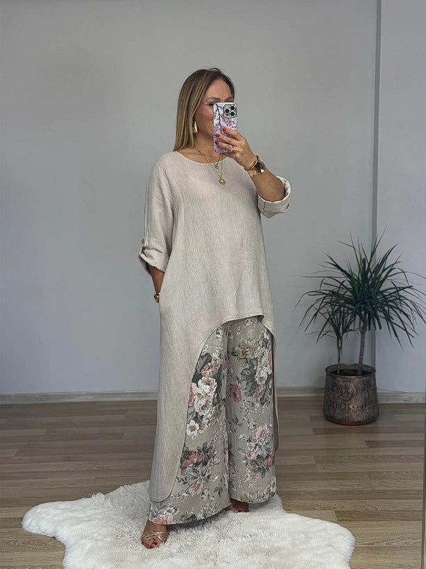 Women’s casual long sleeve shirt with asymmetric hem Lisslune
