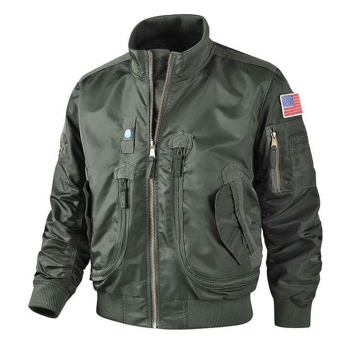 Men's bomber jacket with high collar and multifunctional pockets Lisslune