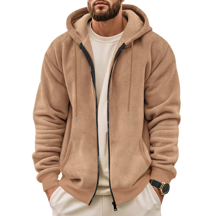 Men's fleece hoodie jacket with full zipper and practical pockets Lisslune