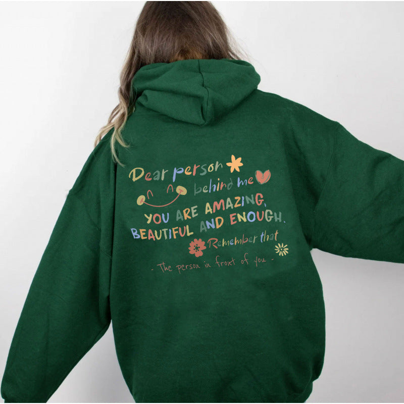 Women's Hooded Sweatshirt with Motivational Print and Comfortable Fit Lisslune