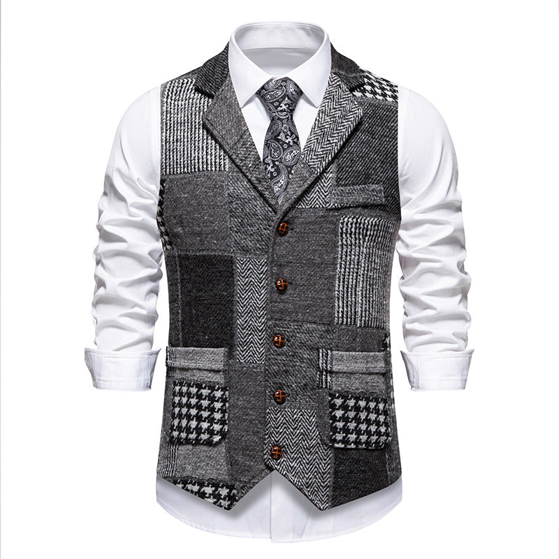 Men's elegant waistcoat in patchwork design Lisslune