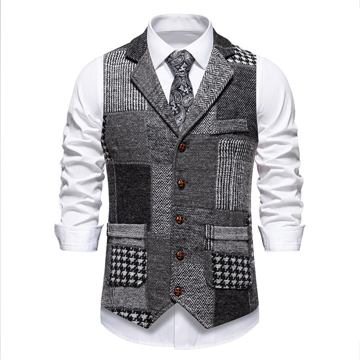 Men's elegant waistcoat in patchwork design Lisslune