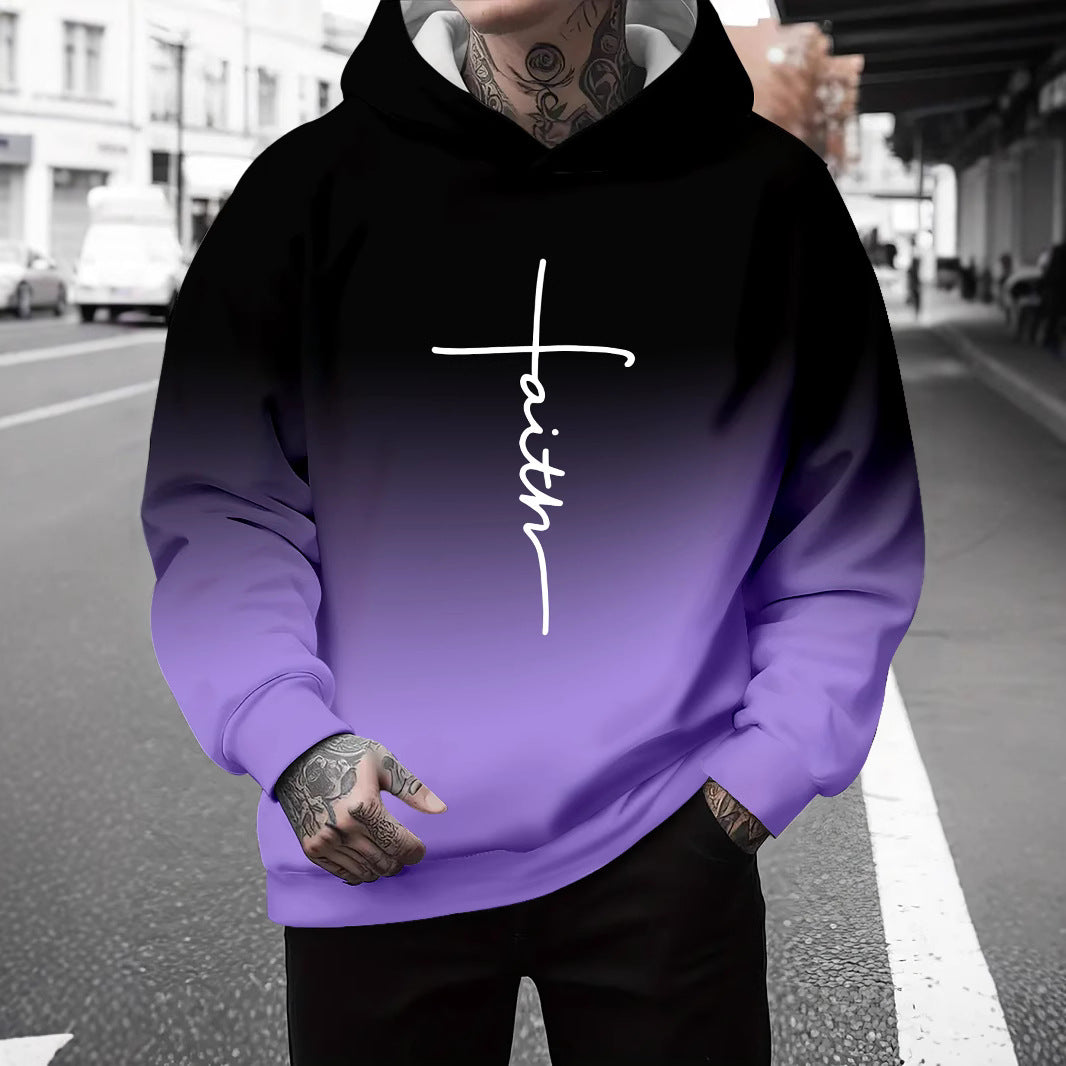 Men's hoodie with subtle gradient look and inspiring lettering Lisslune
