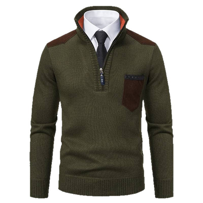 Men's elegant knitted sweater with collar and pockets Lisslune