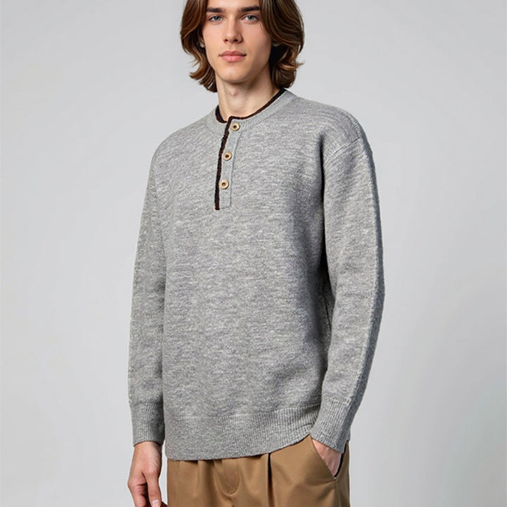 Men's Classic Pullover with Button Placket Lisslune