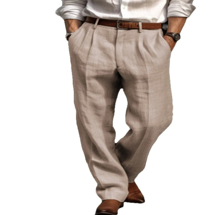 Men's Elegant Linen Pants with Straight Leg Lisslune
