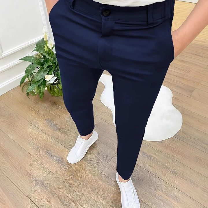 Men's Fashion Slim-Fit Pants with Elastic Waistband and Practical Pockets Lisslune