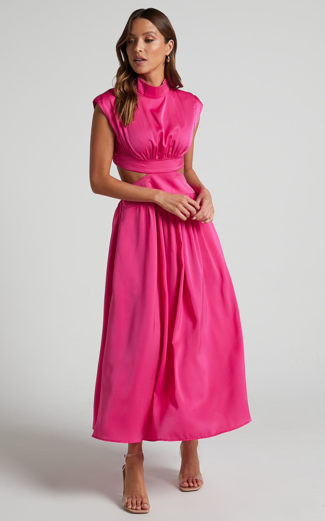 Ladies max dress with creative cut and fitted design
