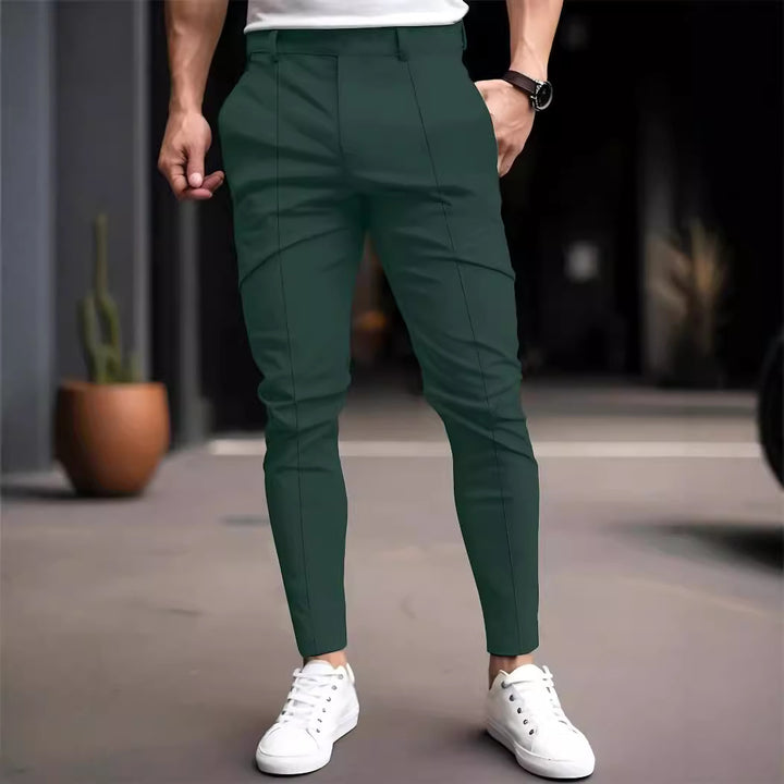 Men's stylish slim-fit chinos with elastic waistband and versatile pockets Lisslune