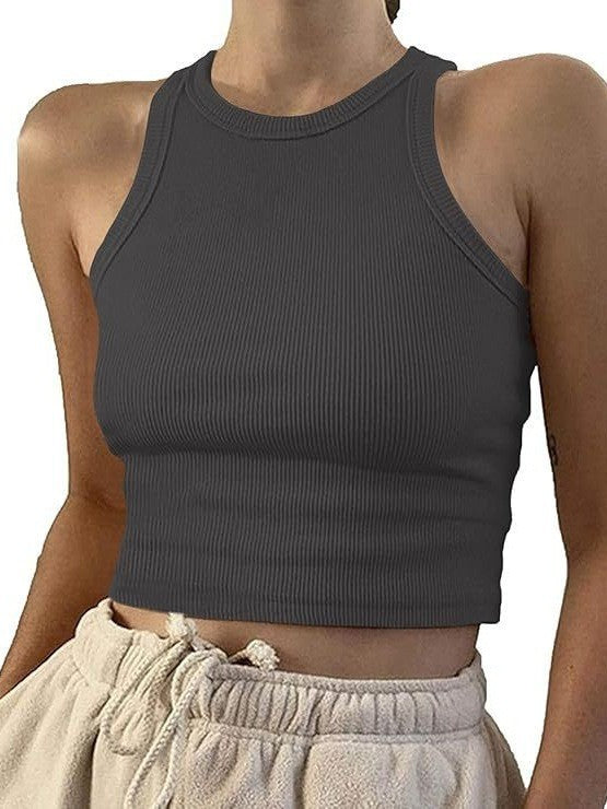 Women's sporty crop top with elastic rib design Lisslune