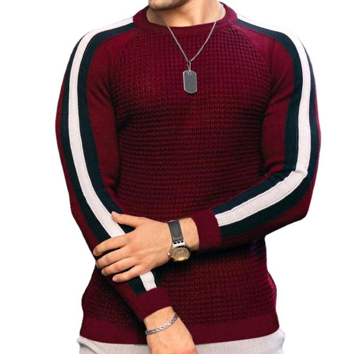 Men's knitted sweater with sporty stripes Lisslune