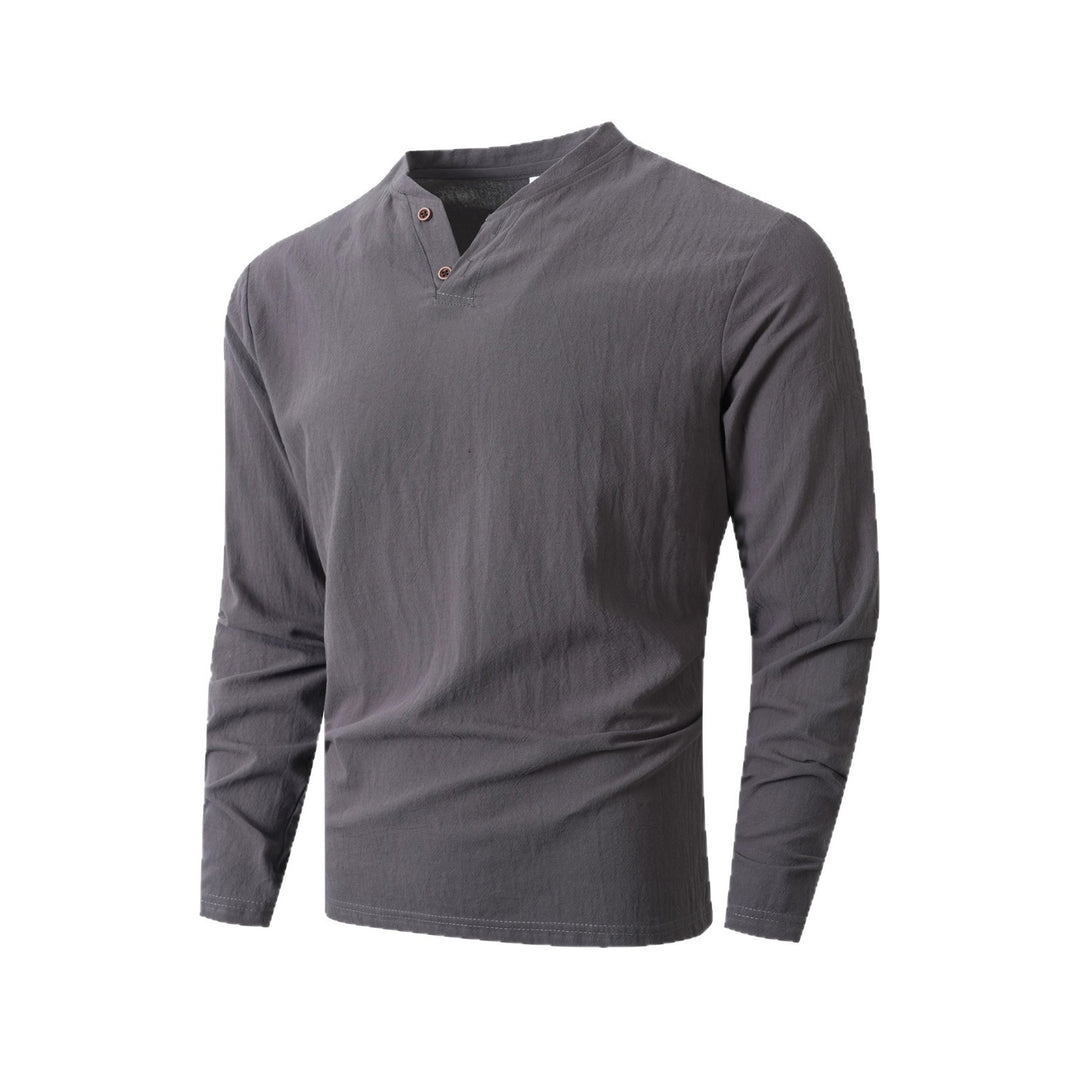 Men's Long Sleeve Shirt with Modern Stand-Up Collar and Elegant Buttons Lisslune