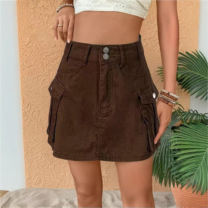 Women's denim mini skirt with patch pockets and modern details Lisslune
