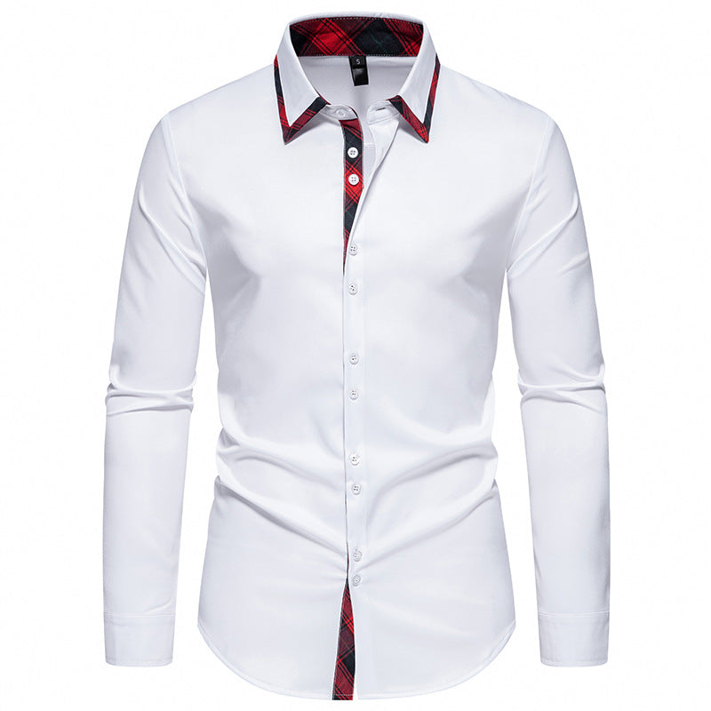 Men's long sleeve shirt with modern check pattern and elegant button placket Lisslune