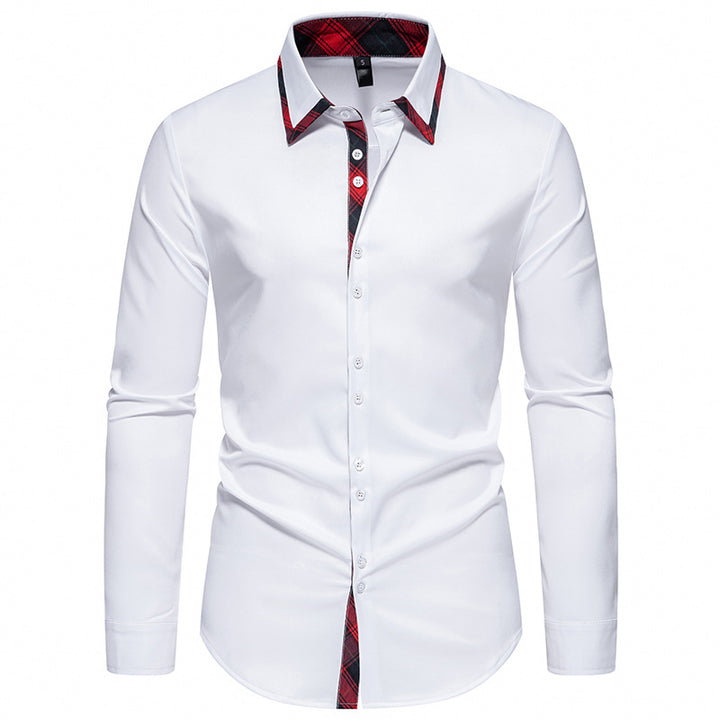 Men's long sleeve shirt with modern check pattern and elegant button placket Lisslune