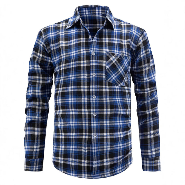 Men's casual flannel shirt in modern check design Lisslune
