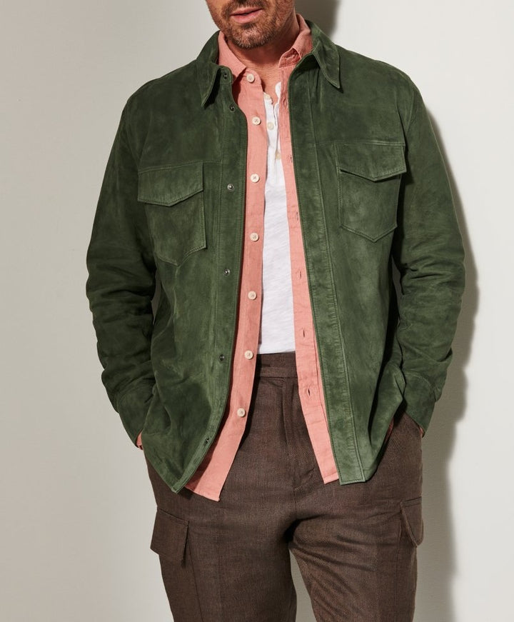 Men's Suede Jacket with two attached pockets and modern cut Lisslune