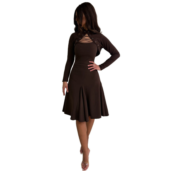 Women's dress with innovative cut and fashionable overlay Lisslune
