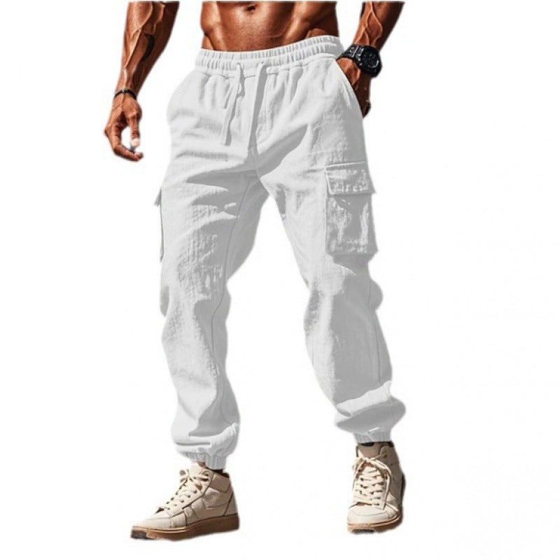 Men's cargo pants made of breathable material with an elastic waistband and practical pockets Lisslune