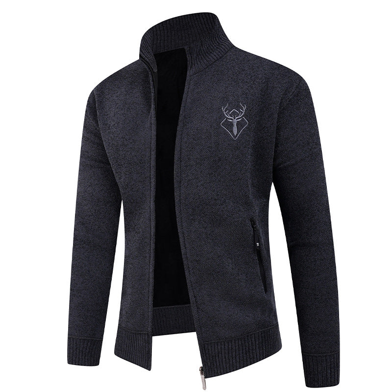 Men's cardigan with high collar and practical zip pockets Lisslune