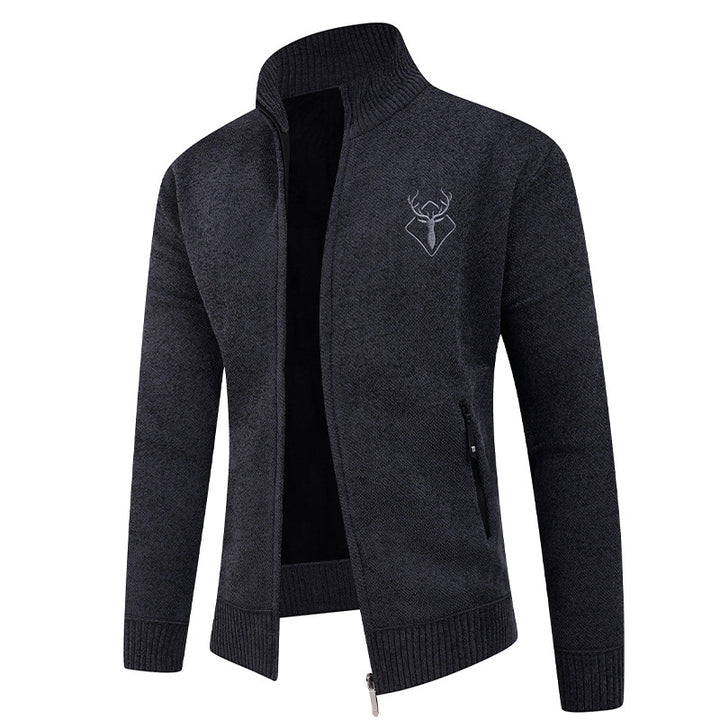 Men's cardigan with high collar and practical zip pockets Lisslune