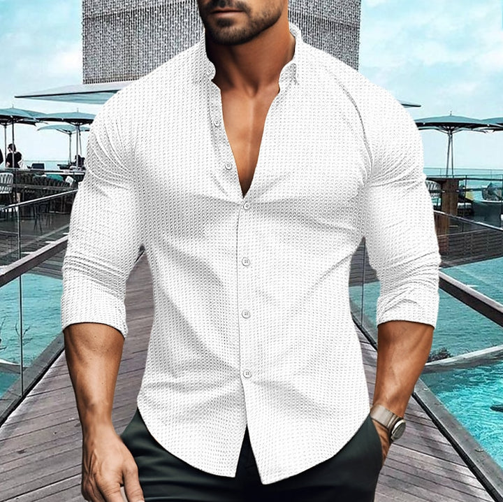 Men's elegant long-sleeve shirt with textured pattern Lisslune
