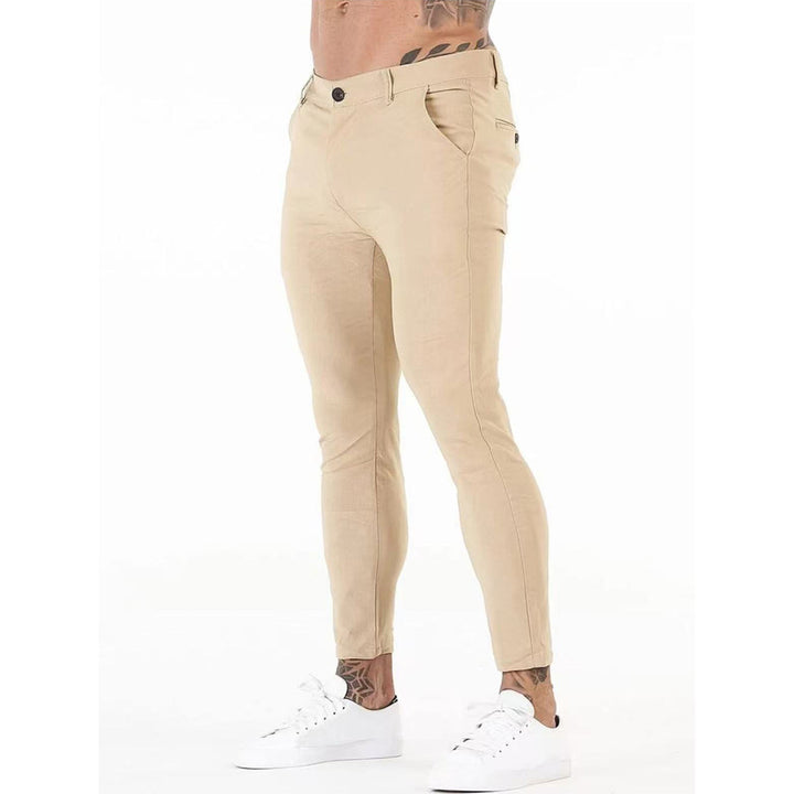 Men's Elegant Slim-Fit Chinos with Elastic Waist and Side Pockets Lisslune