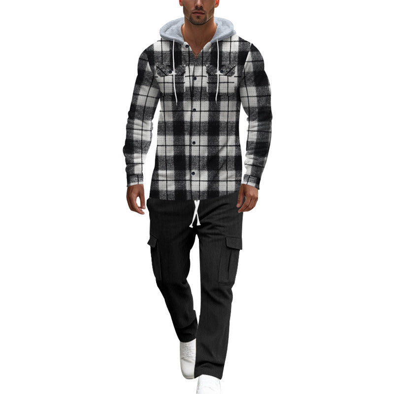 Men's flannel shirts with a hood and two practical chest pockets Lisslune