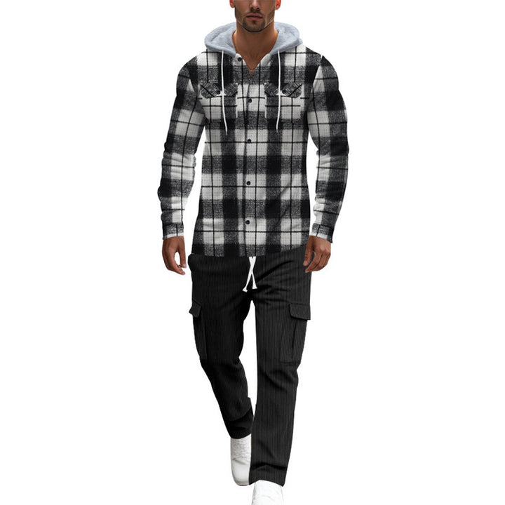 Men's flannel shirts with a hood and two practical chest pockets Lisslune