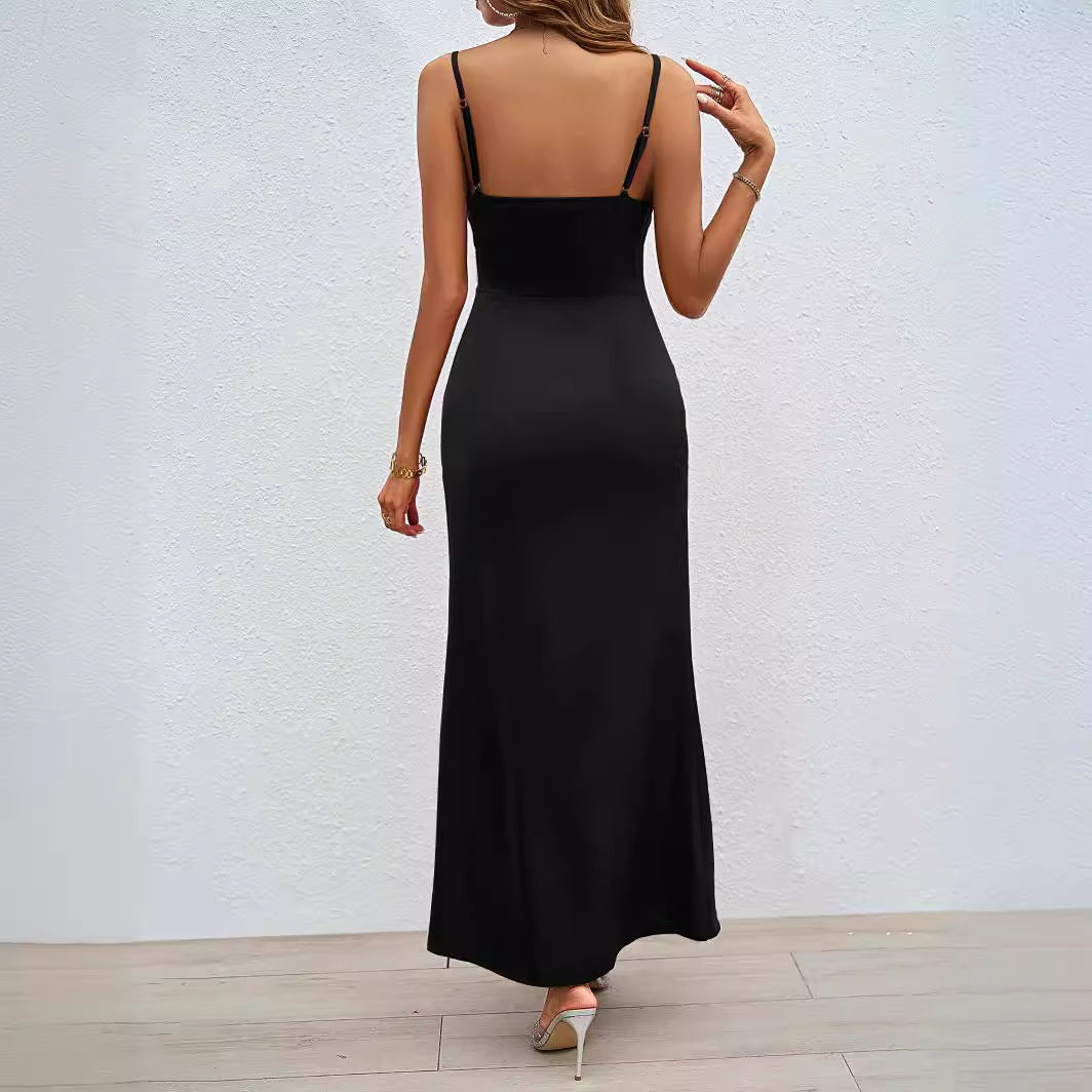 Women's Luxurious Evening Dress with Deep Slit and Adjustable Straps Lisslune