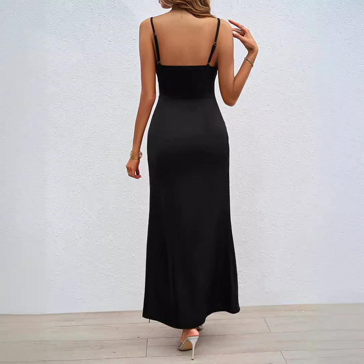 Women's Luxurious Evening Dress with Deep Slit and Adjustable Straps Lisslune