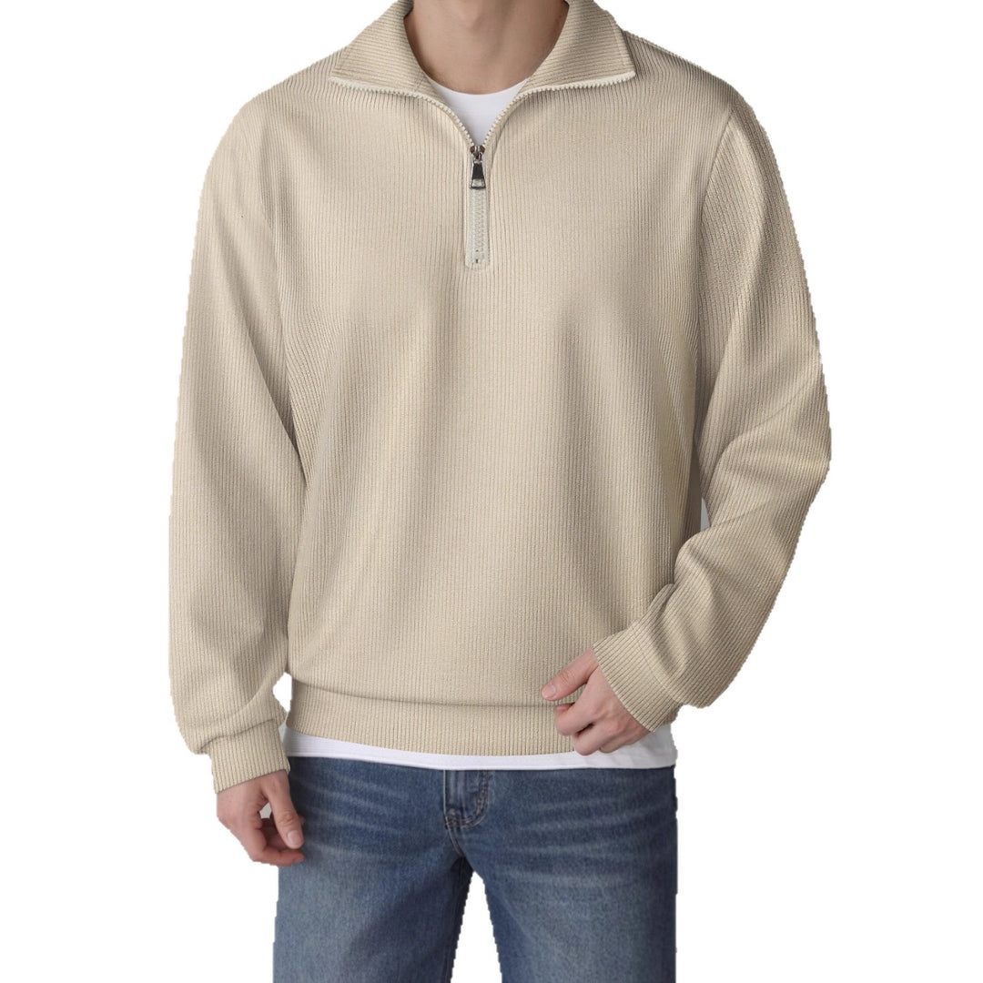 Men's Sports Sweater with Zipper and Textured Design Lisslune