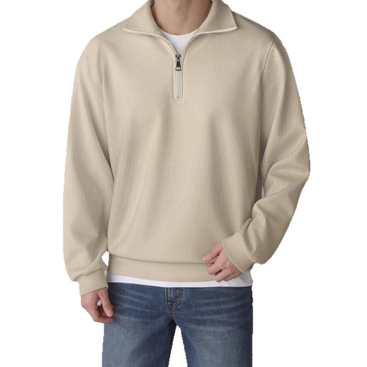 Men's Sports Sweater with Zipper and Textured Design Lisslune