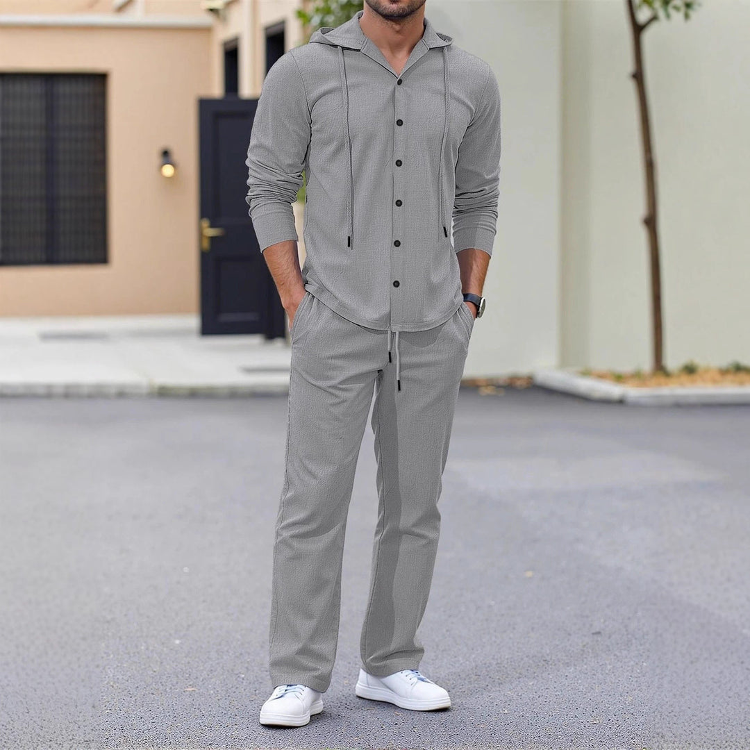 Men's Fashion Leisure Set with Hood and Elastic Waistband Lisslune