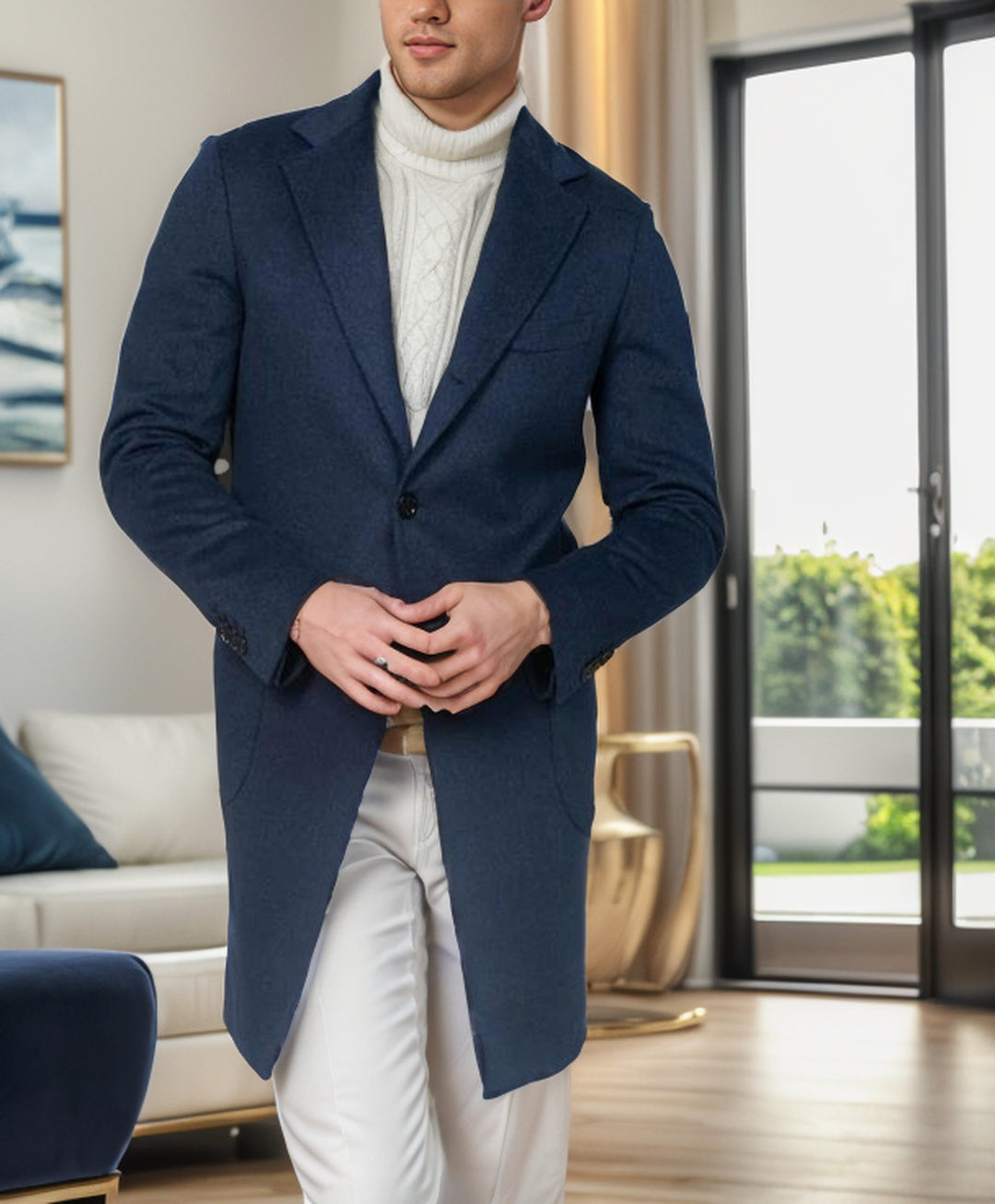 Men's elegant wool coat with a slim silhouette Lisslune