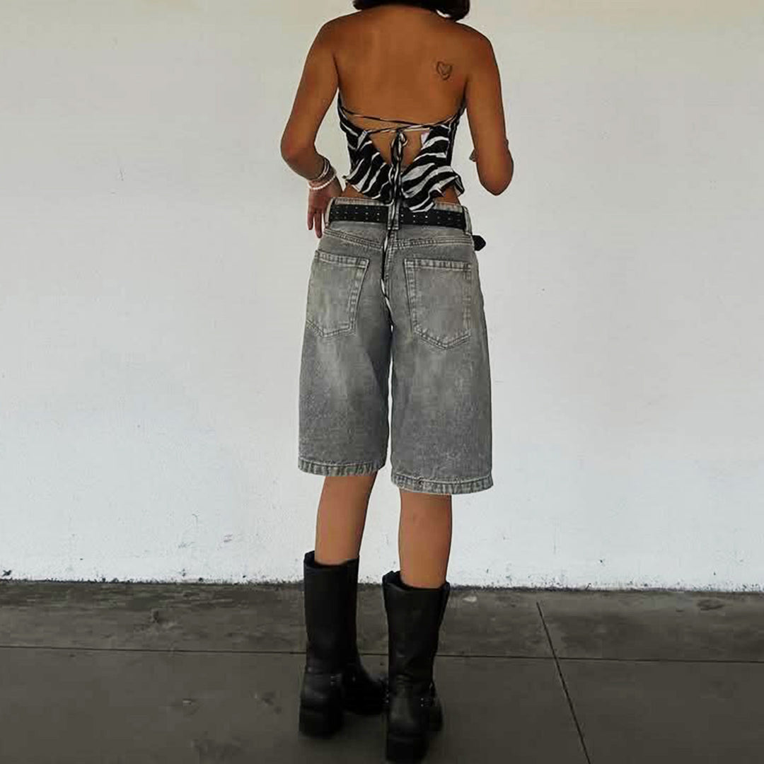 Women High-Cut Denim Shorts in Modern Style Lisslune