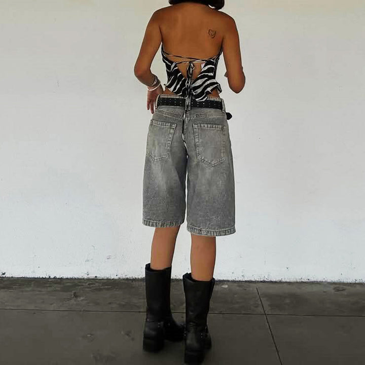 Women High-Cut Denim Shorts in Modern Style Lisslune