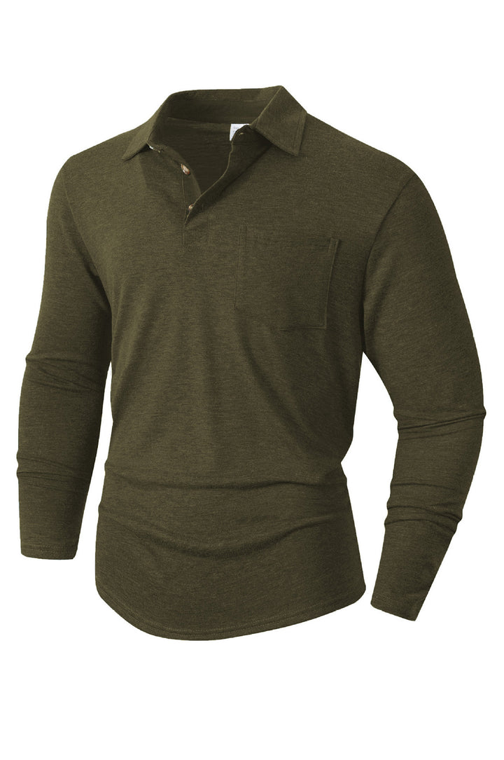 Men's elegant long sleeve polo shirt with modern collar and light stretch Lisslune