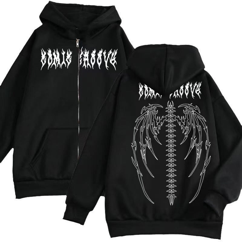 Women's hoodie jacket with striking Gothic design and comfortable fit Lisslune