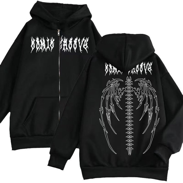Women's hoodie jacket with striking Gothic design and comfortable fit Lisslune