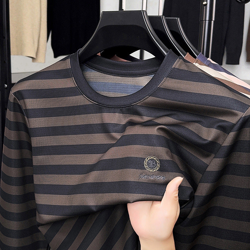 Men's Long Sleeve Shirt with Modern Stripe Pattern Lisslune