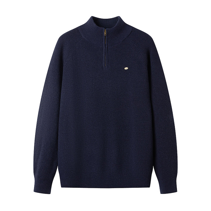 Men's Elegant Pullover with Stand-Up Collar and Zipper Lisslune