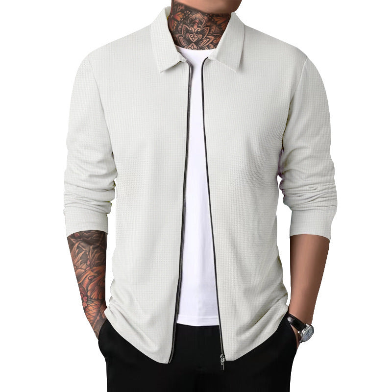 Men's casual zip-up sweater with textured upper material Lisslune