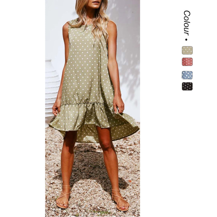 Women's casual dress with ruffled hem skirt and polka dots Lune London