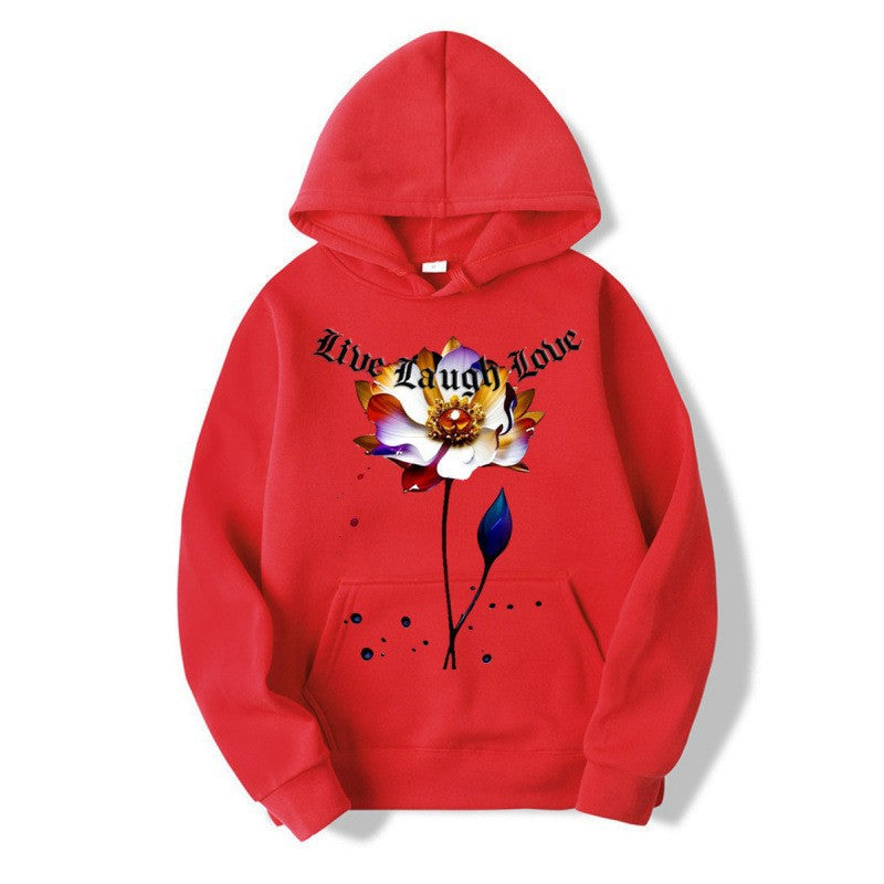 Women's Hoodie with Floral Artist Print Lisslune