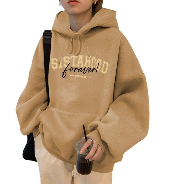 Women's hoodie with creative lettering and casual oversized fit