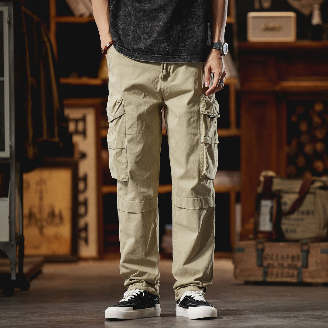Men's cargo pants with numerous utility pockets and elastic waistband Lisslune