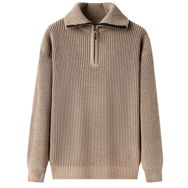 Men's leisure pullover with half zipper and textured knit pattern Lisslune